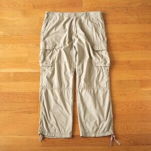 Uniqlo Cargo Pants Mens Tan Cotton Adjustable Hem Gorpcore Size L Outdoorsy